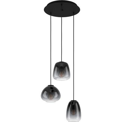 Lampada appesa Aguilar's Glass, nero e grigio trasparente E27 3x40W H: 110 cm Ø43 cm Dimmabile (1/4)