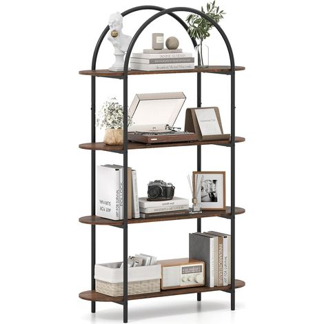 COSTWAY Libreria a Forma di Arco a 4 Ripiani, Scaffale Metallico Autoportante, 95x34x156cm (1/5)