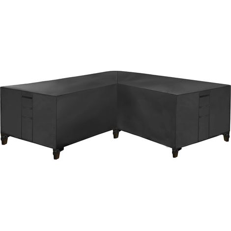 Housse imperméable 420D pour canapé d'angle extérieur, protection mobilier jardin en L, avec sac de rangement, housse de terrasse pour canapé en coin, noir, 270 x 210 x 90 cm (1/5)