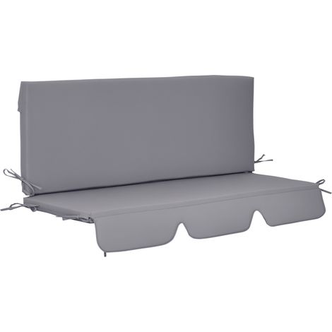Cuscini da Esterno per Dondolo da Giardino 3 Posti con Lacci, 2 Pezzi da 130x45x5 cm, Grigio