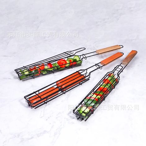 Ensemble de panier à griller pour barbecue, cage de cuisson en acier inoxydable avec brochettes, accessoires pour barbecue extérieur (1/2)