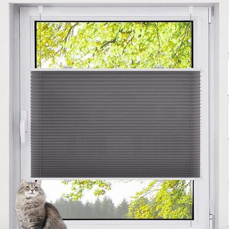 Store Plissé Gris 50x100cm   Store sans Perçage pour Fenêtre ou Porte, Pratique et Élégant, Facile à Installer