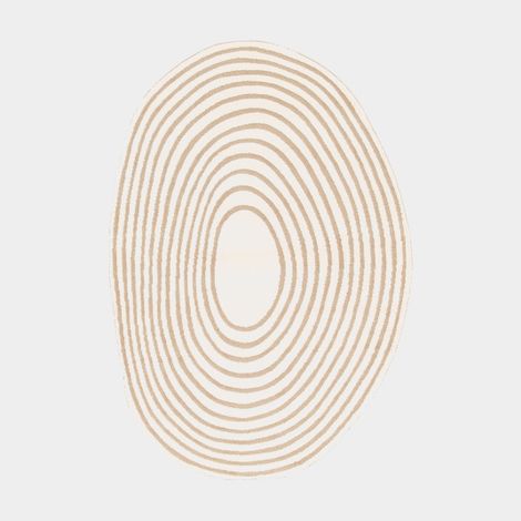 Tapis de forme ovale organique en relief - Circle - Cercle crème et beige - 160 x 229 cm (1/5)