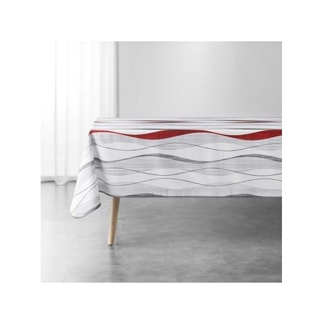 Nappe antitache rectangle 150 x 240 cm polyester imprimé – Ondulys Rouge (1/3)