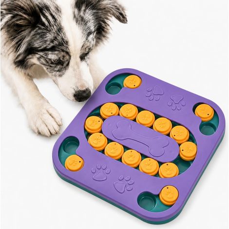 Jouet Puzzle pour Chat et Chien Violet, Distributeur de Friandises et Gamelle Anti-Glouton, 16 Compartiments, Jeu Interactif de Recherche Alimentaire (1/5)