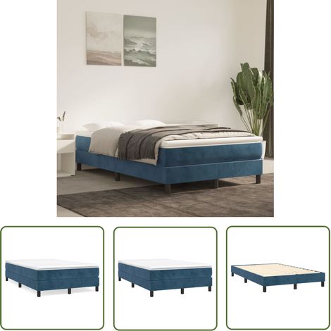 The Living Store Boxspringbett mit Matratze Dunkelblau 120x200 cm Samt - Samtbett - Boxspringbett - Doppelbett - Bettauflage - Matratze (1/5)