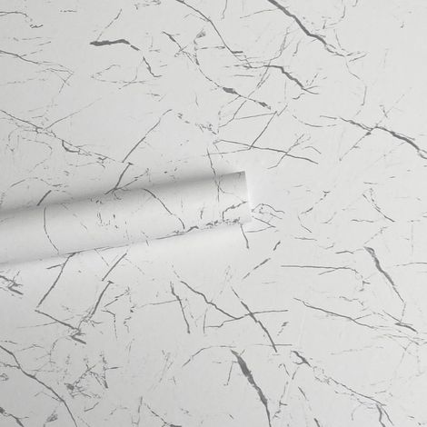 Film autocollant pour meubles - Marbre blanc - Film adhésif imperméable - Papier peint en PVC - Pour meubles, bricolage, cuisine, rebord de fenêtre, armoire - 45 cm x 2 m (1/5)