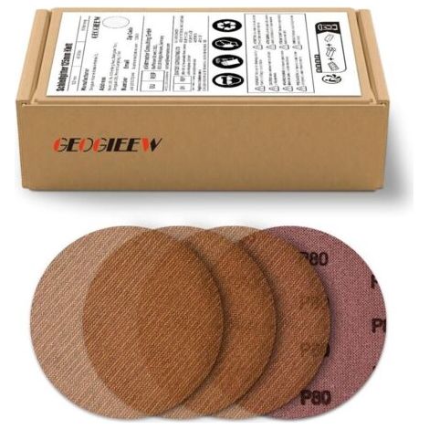 Papier à Poncer Abrasif 125mm - 50 Pièces Grains 60/80/120/180/240 Idéal pour Ponceuses Cloisons Sèches Durable et Efficace