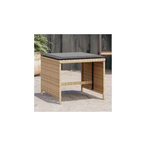 Tabourets jardin et coussins lot de 4 mélange beige 41x41x36 (1/5)
