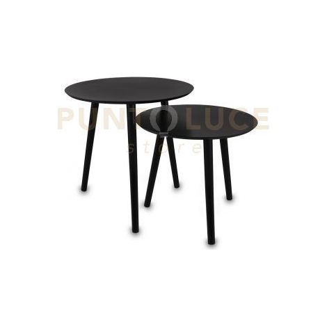 VILANA SET DI 2 TAVOLI ROTONDI STRUTTURA IN MDF 50CM NERI D.50-45CM