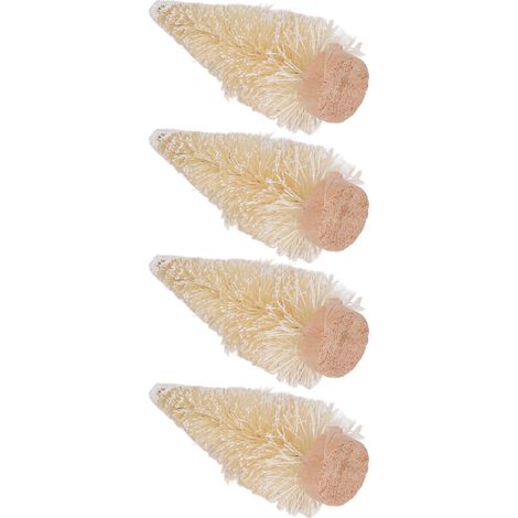24 Mini-Weihnachtsbäume, künstlich, mit Holzsockel, Tischdekoration, Winterdeko, 6 cm, Beige (1/5)