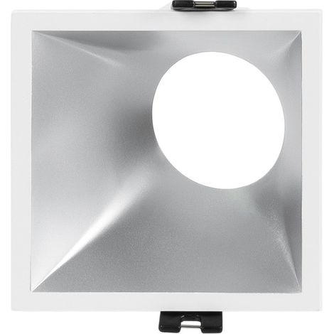 Aro Downlight Cuadrado Asimétrico - Bajo UGR - Corte 85 X 85mm - Plata