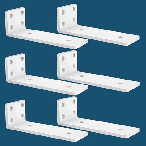 Lot de 6 Equerre Etagere Murale, equerre Industrielle, Equerre Charge Lourde, 5 mm D'epaisseur, Support Invisible etagere Murale avec Vis (Blanche 20 cm) (1/5)