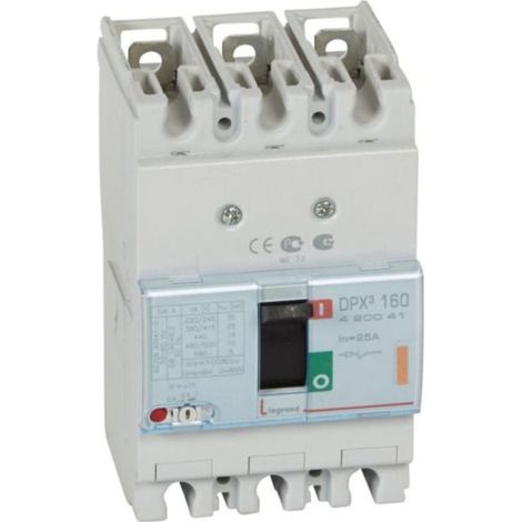 Disjoncteur magnétothermique DPX³160 pouvoir de coupure 25kA 400V - 3P - 25A - LEGRAND