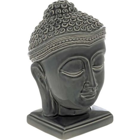 Tête Bouddha Déco en Céramique "Yola" 22cm Gris (1/2)