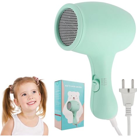 Sèche-cheveux de voyage, 550 W, Sèche-cheveux pour enfants, 3 réglages de température, mini sèche-cheveux pour enfants Vert (1/5)