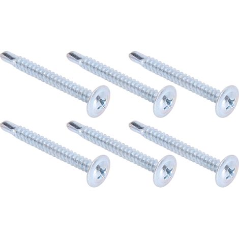50 Stück 4,2 x 38 mm selbstbohrende Schrauben mit Rundkopf, verzinkter Kohlenstoffstahl, Unterlegscheiben für Heimwerkerarbeiten (1/5)