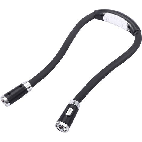 Lampe LED souple à suspendre au cou, pliable, réglable, mains libres, pour lecture de nuit (Noir) (1/5)