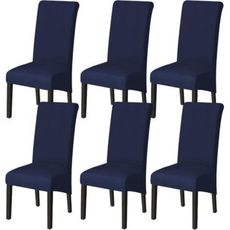 [JAMAIS UTILISÉ] Lot de 6 Housse de Chaise de Salle à Manger (Bleu Marine), Housse de Chaise Extensible Couverture de Chaise Grande Universelle Lavables, Facile à Nettoyer pour Décor Salle à Manger Sa (1/4)