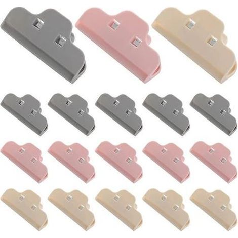 Lebensmittelverschlussclips, 18 Stück, farbenfrohe und robuste Küchenclips, wiederverwendbare Verschlüsse für Lebensmittel- und Snackbeutel aus Kunststoff (1/5)