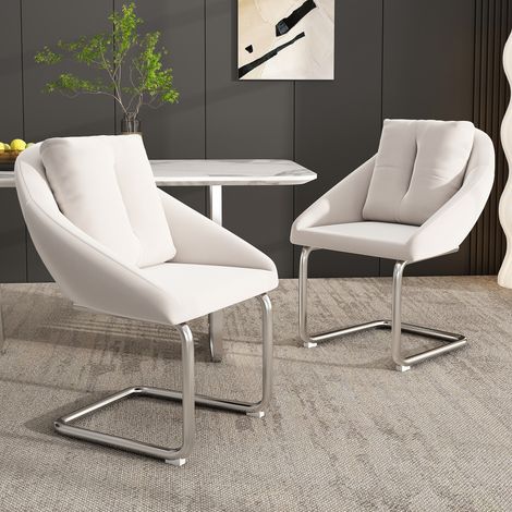 2er-Set beige Samt-Esszimmerstühle mit Kissen – luxuriöse Sitzgelegenheit für Wohn- und Schlafzimmer, gewölbte Beine,MIVRAY
