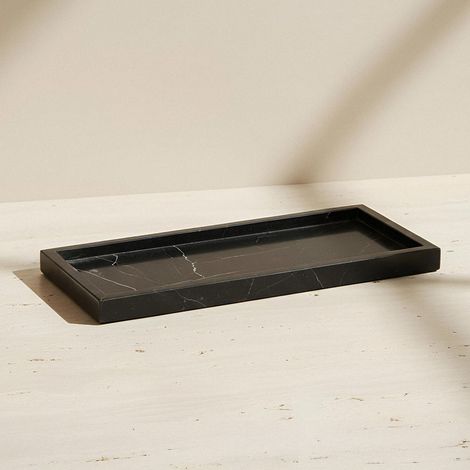 BATHBAZAAR - Grand plateau en marbre noir véritable (1/5)