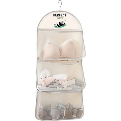Sac de rangement multifonctionnel en filet multicouche avec cintre métallique, sac en filet pour soutien-gorge et sous-vêtements (1/5)