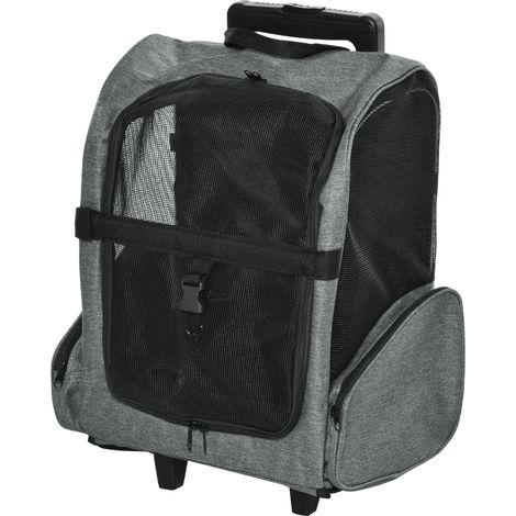 Trolley Zaino Trasportino per Cani e Gatti 42x25x55 cm in Oxford con Rete Traspirante Grigio (1/5)