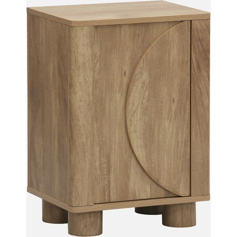 Mesita de noche efecto madera de mango con 1 puerta reversible (1/5)