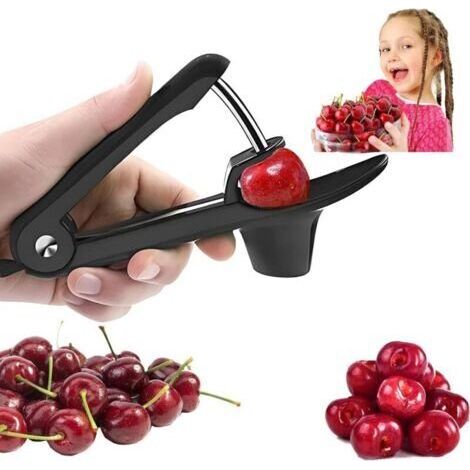Dénoyauteur à Cerises en Acier Inoxydable,Dénoyauteur Olives, Denoyauteur Cerise et Prune Dénoyauteur de Cerises Manuel(noir) (1/4)