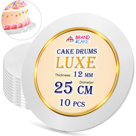 Cake Board Base Weiß 25 cm 1,2 cm Set 10 Stück Cake Drum Rund Luxe Brand4Cake (1/2)