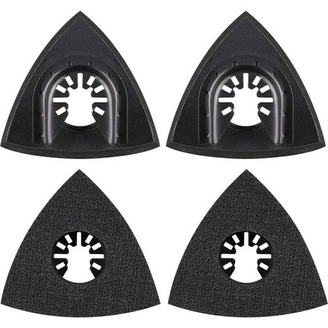 Lot de 4 patins de ponçage delta 80mm – Crochets en plastique pour fixation rapide – Pour bois, métal et plâtre – Outils compatibles Bosch, Dewalt, Makita (1/5)