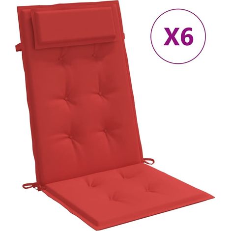 Coussins de chaise à dossier haut lot de 6 rouge tissu oxford (1/5)