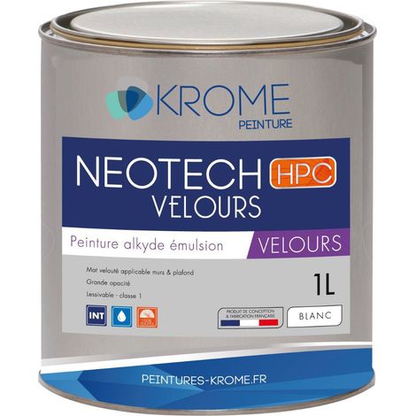 Krome Neotech Velours Peinture de Finition Murs et Plafonds - Intérieur Conditionnement: 1L - Couleur: BLANC (1/3)