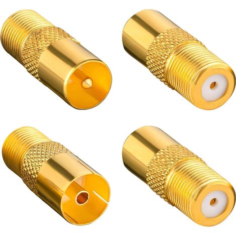 4 Pièces Adaptateur Antenne TV, Convertisseurs Femelle vers Coaxial Mâle IEC pour Câble Satellite Récepteur Télévision, 2X Femelle (1/5)
