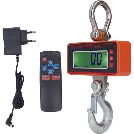 Balance de grue électronique industrielle 1500KG 3000LB,balance suspendue sans fil étanche à écran LCD,prise UE 100-240V,orange (1/5)