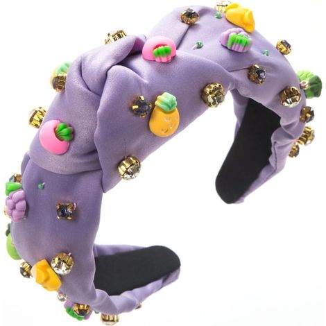 Serre-tête noué pour femme avec perles et strass - Tête de mort - Large bandeau turban - Pour laver le visage de fille (1/5)