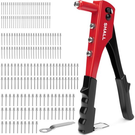 Kit de Riveteuse manuelle 4 en 1, robuste et fournie avec 200 rivets de 4 tailles (2,4 mm, 3,2 mm, 4,0 mm et 4,8 mm), pour l'automobile,le cuir, le plastique,le mobilier et le métal. (1/5)