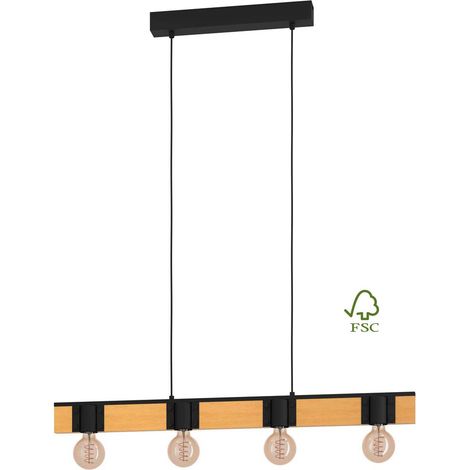 Lampadario A Sospensione Vintage Bailrigg Acciaio Nero 4 Luci E27 (1/4)