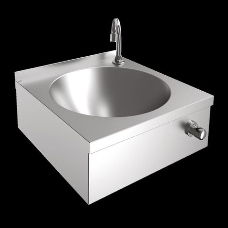 KWC Einzelwaschtisch, ANIMA, Edelstahl, 450x204x451 mm, Kniebetätigung (1/2)
