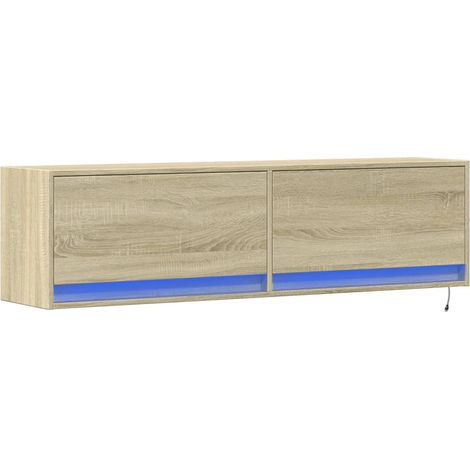 Mobile TV multimediale scaffale per televisione televisione buffet sala da pranzo soggiorno camera da letto a parete con luci a LED rovere Sonoma 140 x 31 x 38 cm marrone 020028009