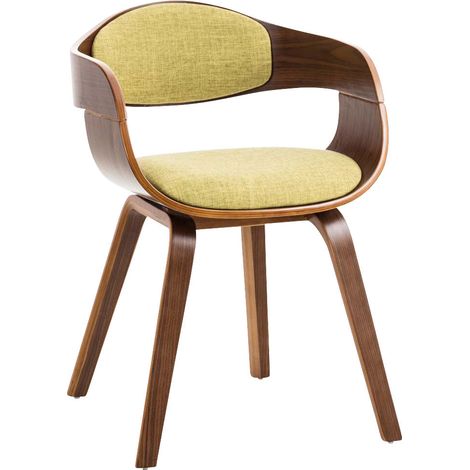 Silla de oficina de visita sin ruedas en tela y madera, diseño retro y máxima comodidad, nogal verde claro BUR10549