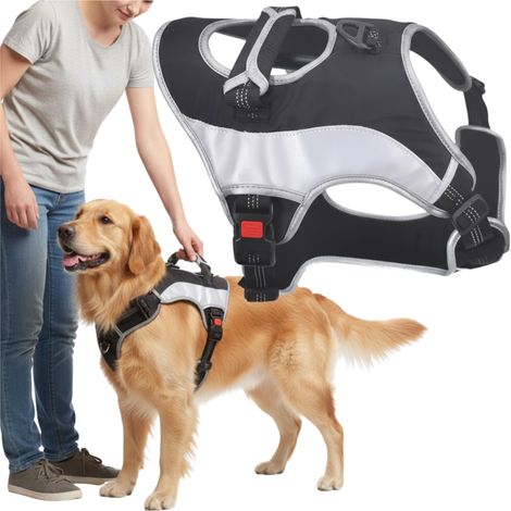 Pettorina per cani senza pressione, comoda, di protezione, riflettente, L