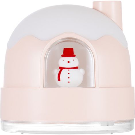 Luftbefeuchter im niedlichen Schneehaus-Design, leiser USB-Anschluss, fürs Schlafzimmer, rosa, zum Einstecken (1/5)