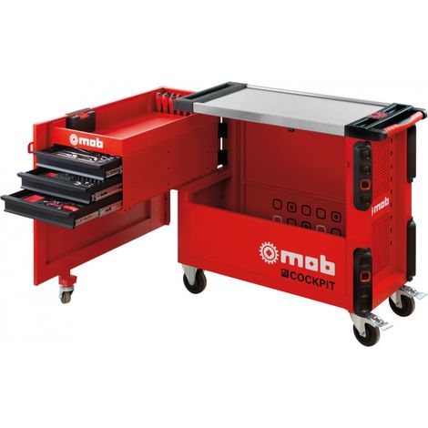 SERVANTE COCKPIT GARNIE ROUGE 190 PIÈCES MOUSSE - MOB OUTILLAGE - 9527190301