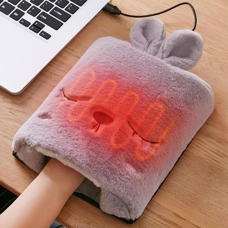 Tapis de souris chauffant USB, interface USB, joli motif lapin, réutilisable, tapis de souris pour ordinateur, chauffe-mains, souris USB, coussin chauffant, chaleur hivernale, usage domestique. (1/5)