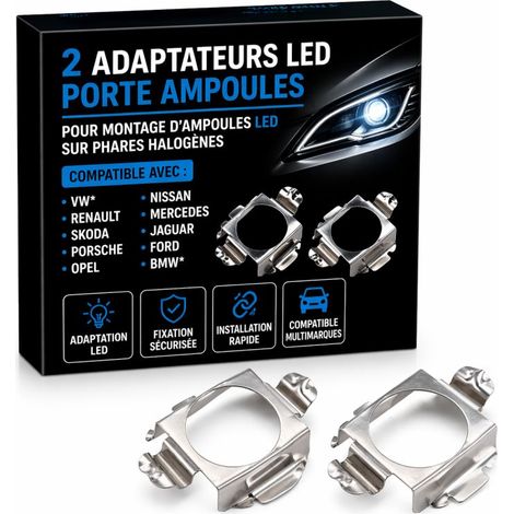 2 ADAPTATEURS LED PORTE AMPOULES VW Renault Skoda Porsche Opel Nissan Mercedes JAguar Ford BMW (1/5)