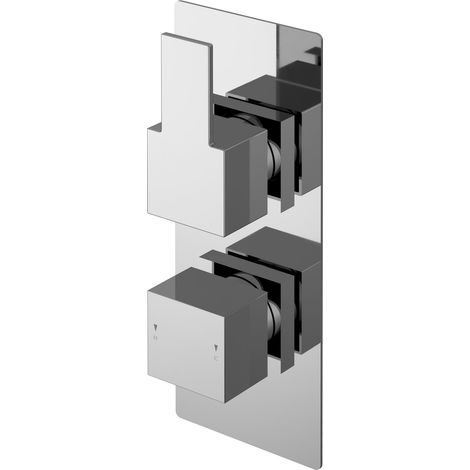 Betley Contemporary Bathroom Twin Concealed Thermostatic Shower Valve with Diverter and Lever Handle, 215mm, Chrome - Balterley