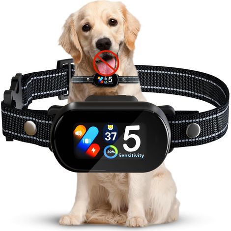 Collier anti-aboiement intelligent pour chiens de petite, moyenne et grande taille, rechargeable, ultra-léger, avec 5 niveaux de sensibilité réglables, étanche IP67 (1/5)