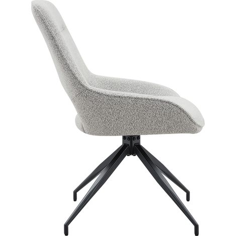 Set di 2 sedie da pranzo girevoli 360° in tessuto beige grigio con struttura in metallo nero (1/5)